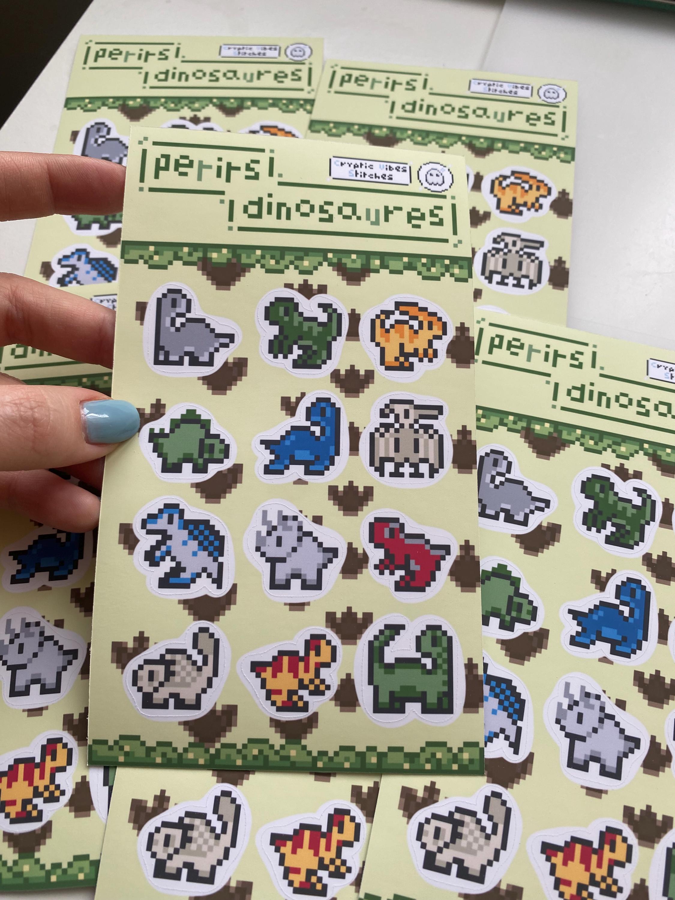 Stickers pixel art dinosaures