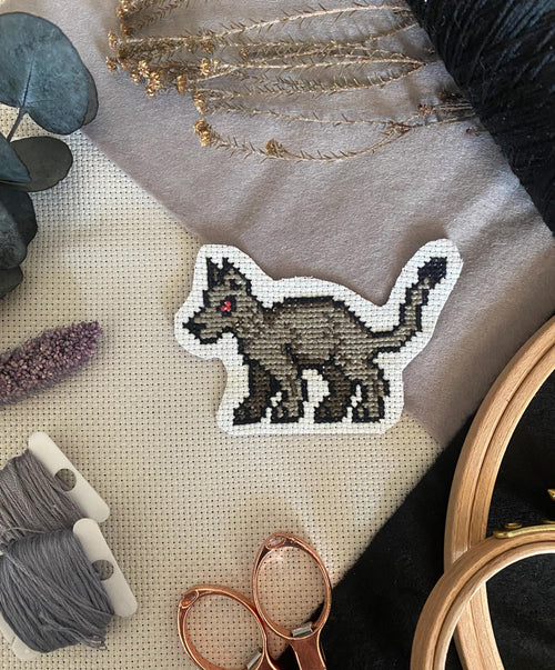 Modèle de point de croix bete du gevaudan pixel art