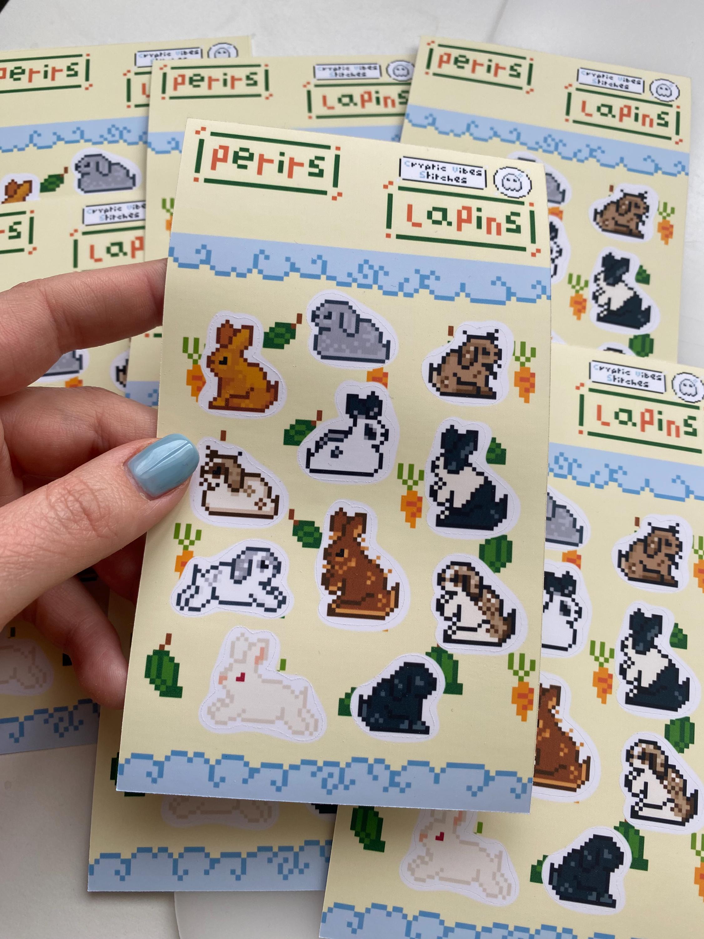 Stickers lapins pixel art