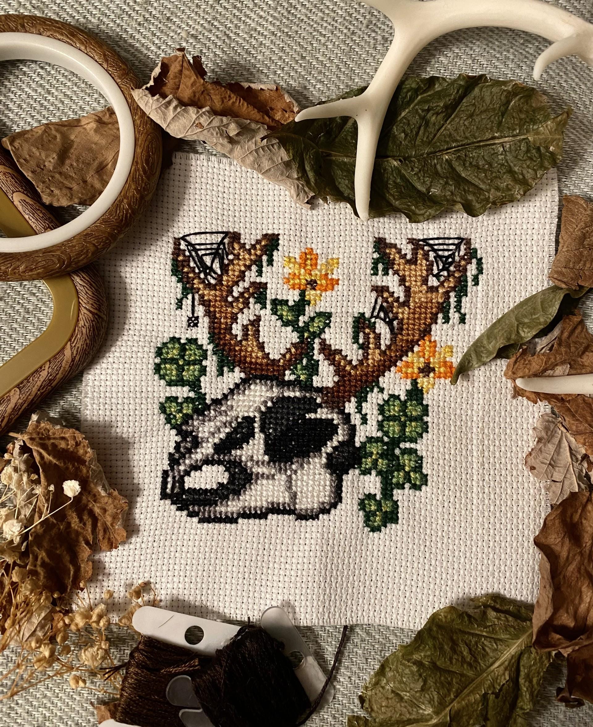 Crane Jackalope modèle de point de croix