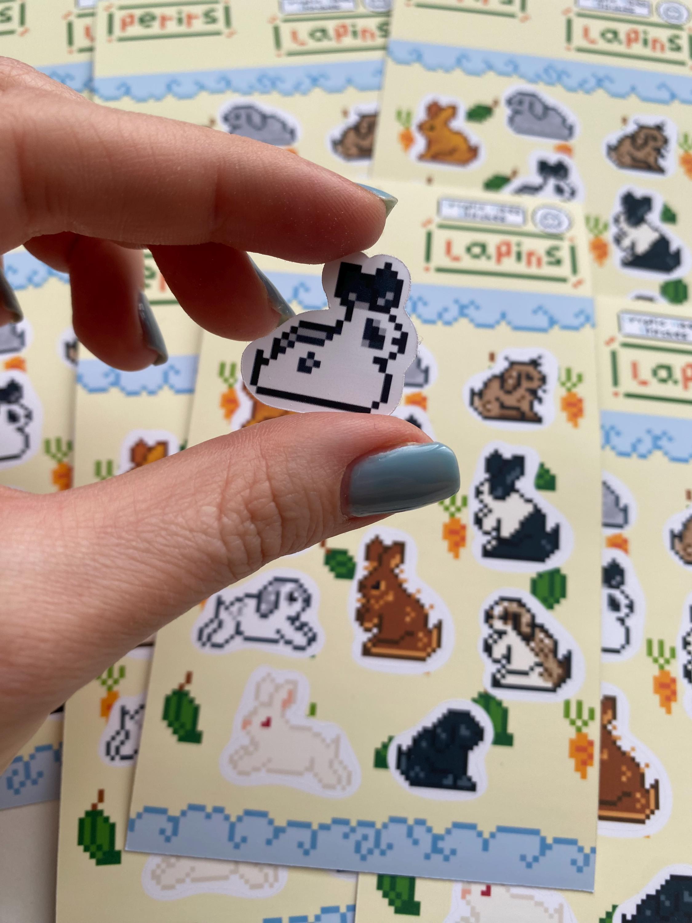 Stickers lapins pixel art