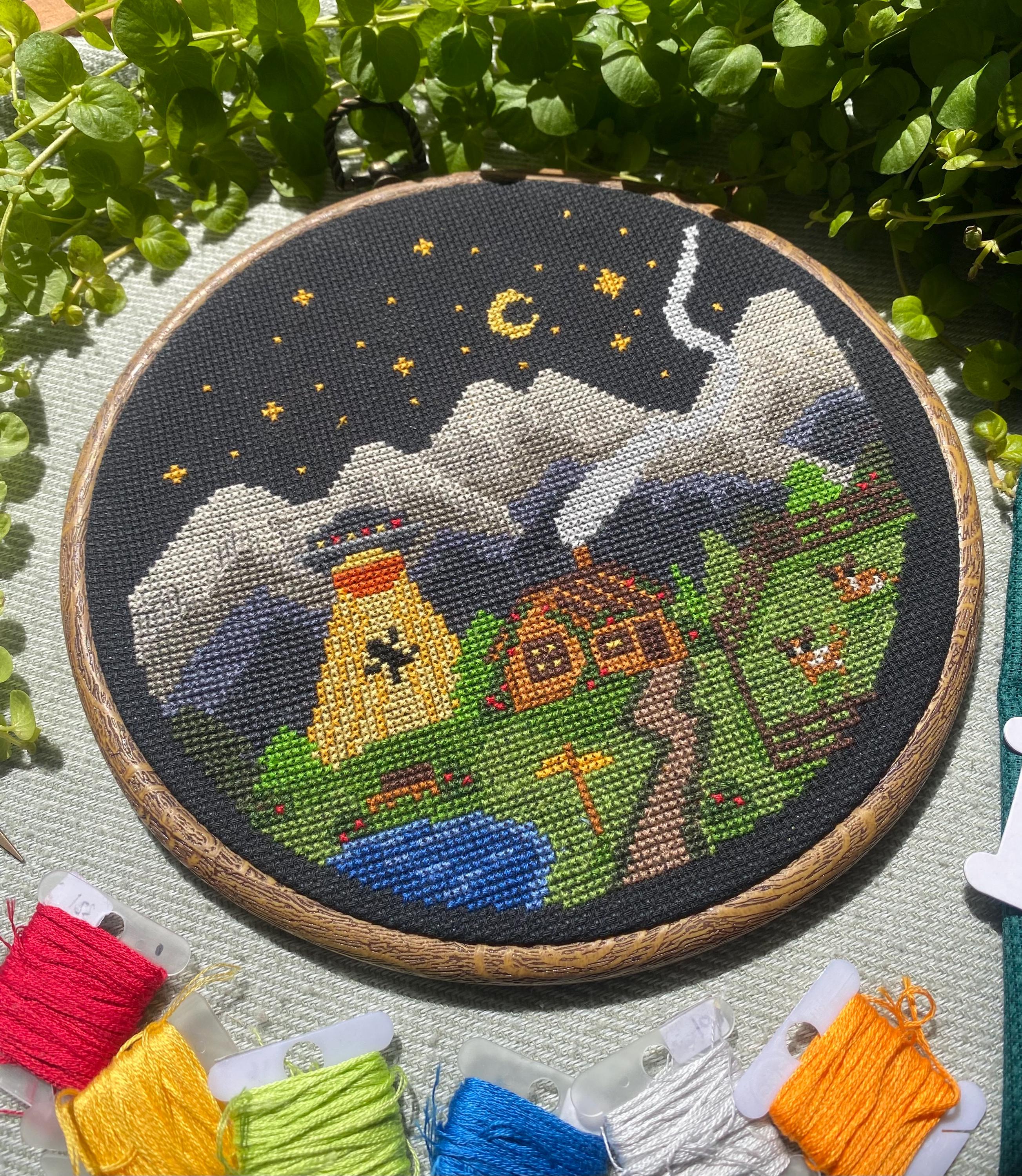 Modèle point de croix ovni dans les montagnes