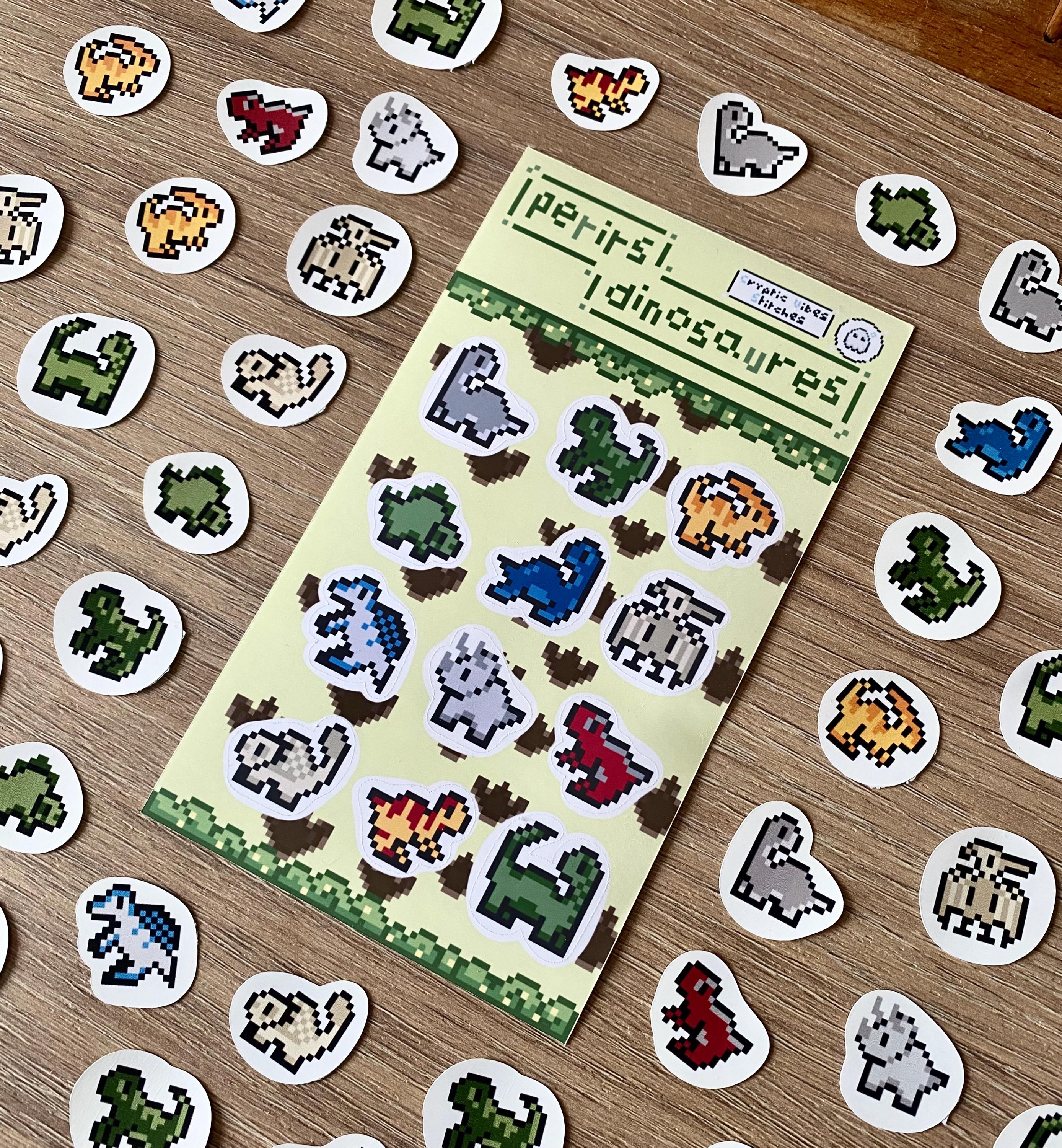 Stickers pixel art dinosaures