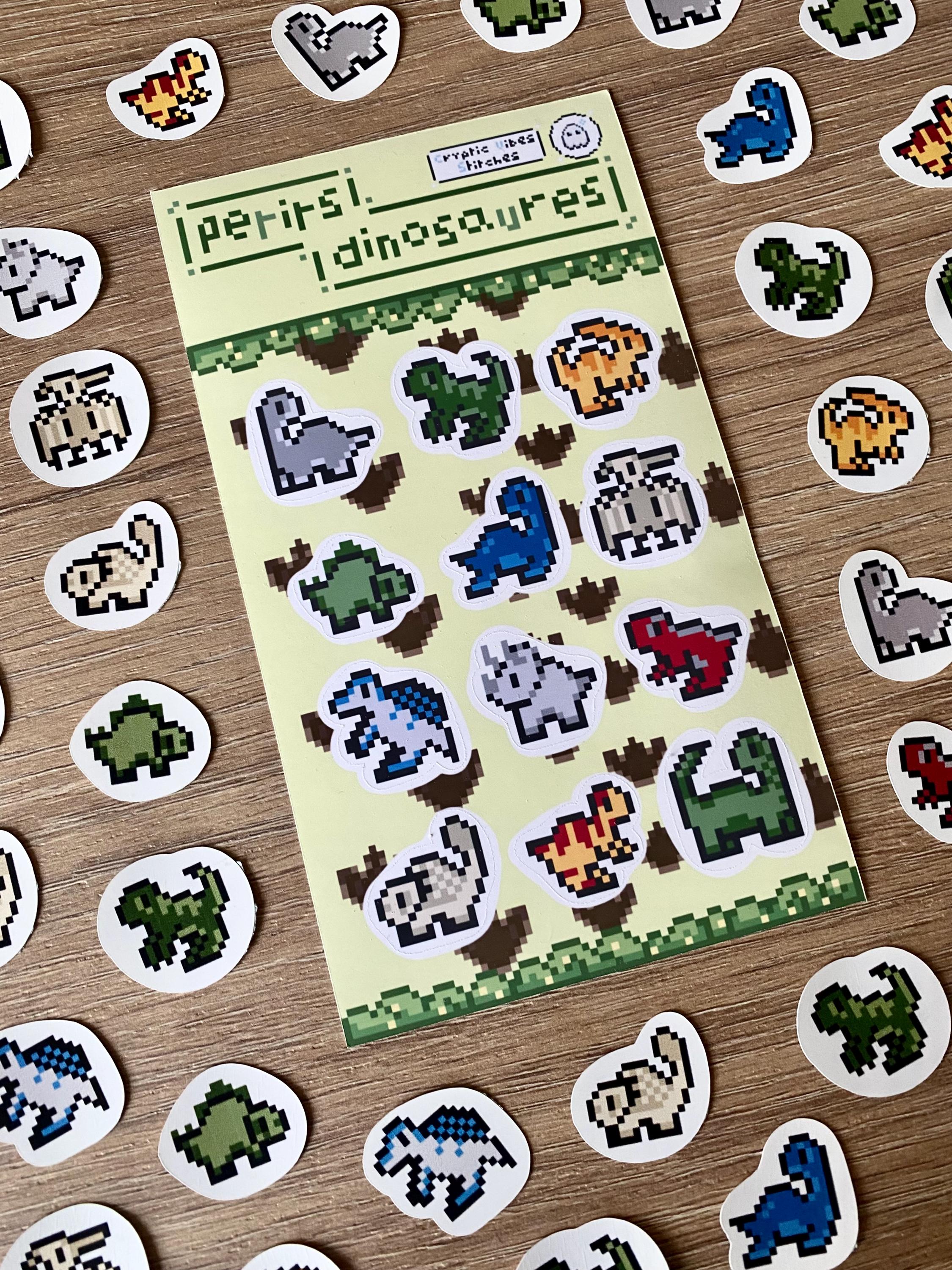 Stickers pixel art dinosaures