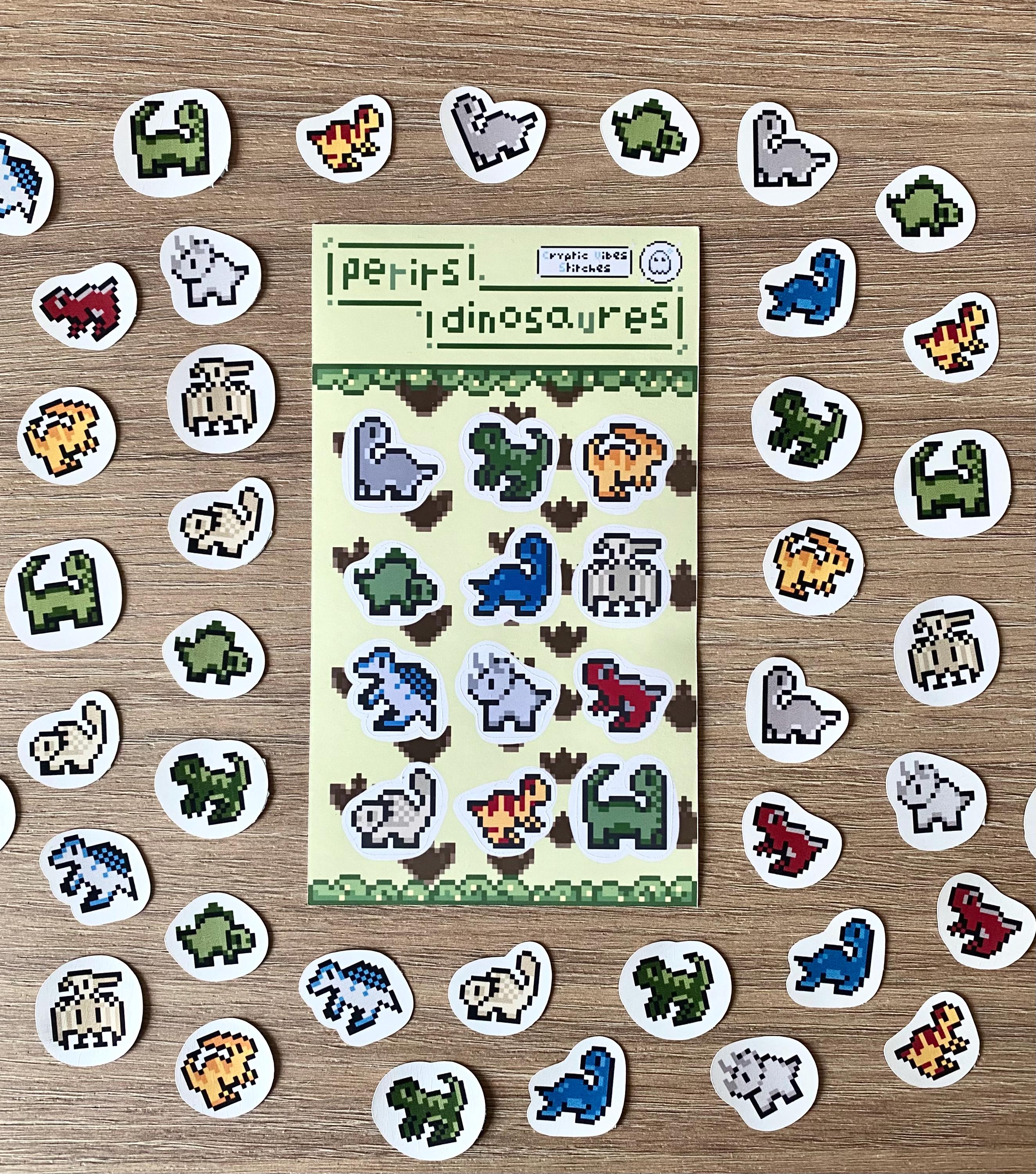 Stickers pixel art dinosaures
