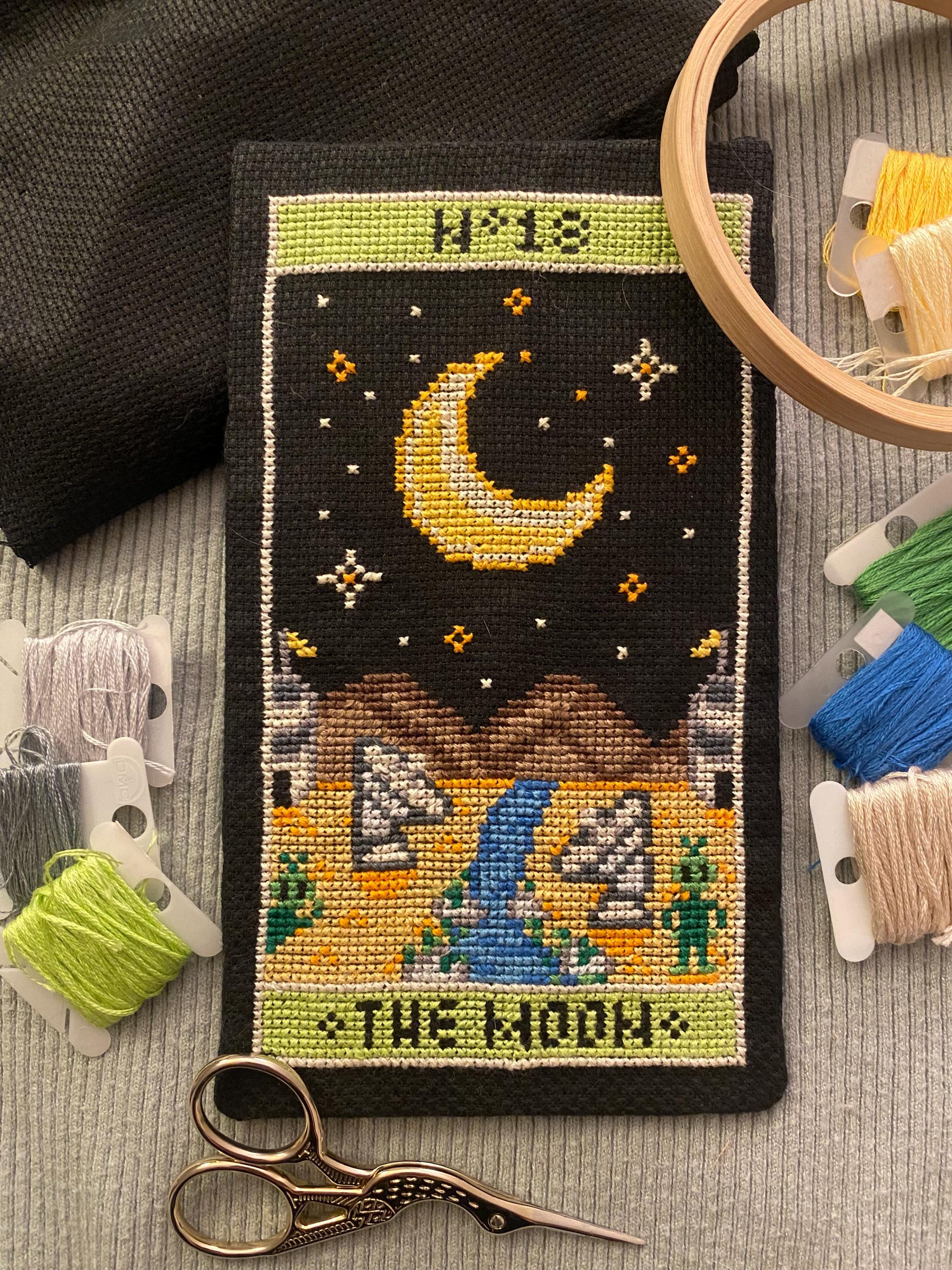 Modèle point de croix lune tarot espace pixel art