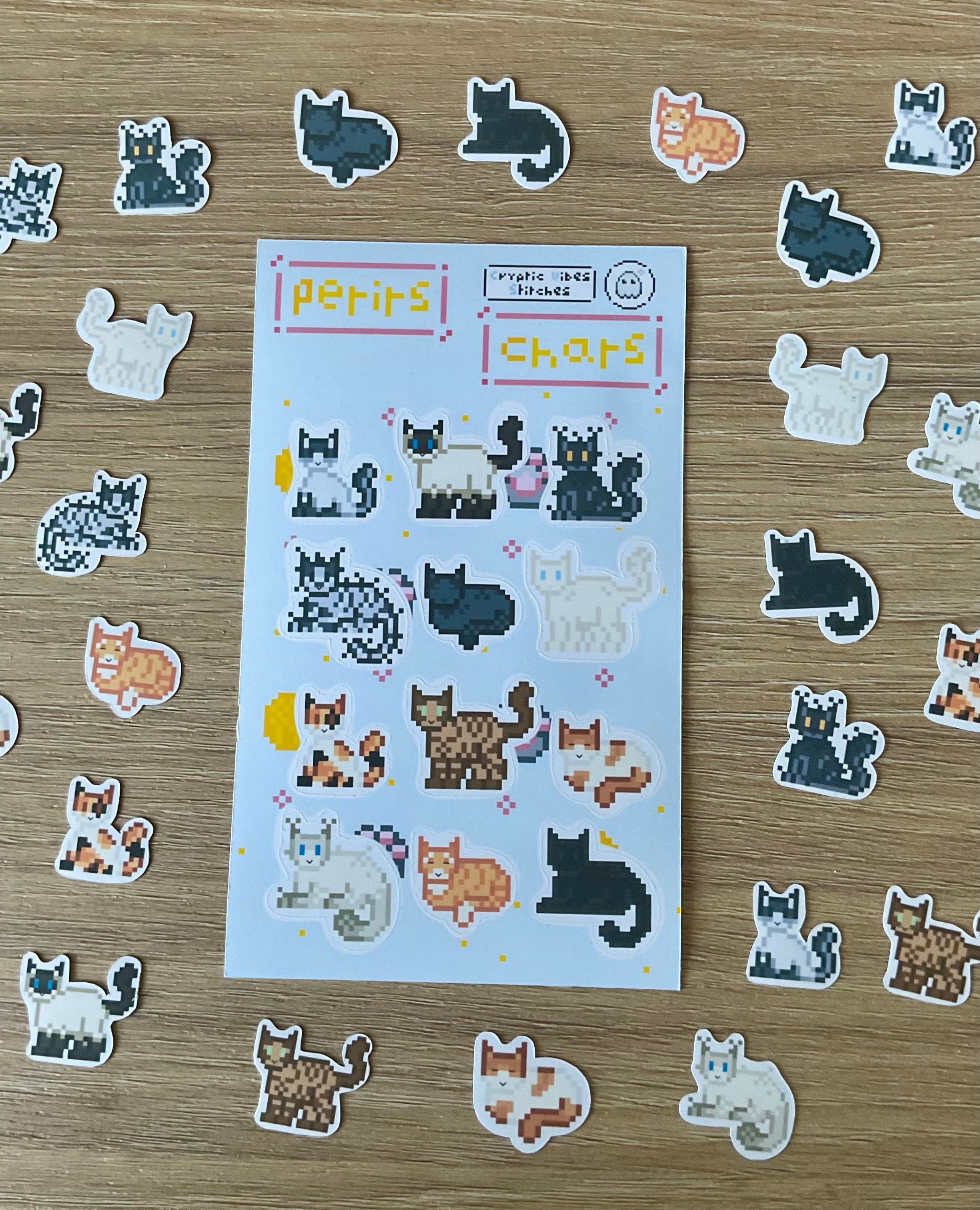 Stickers chats pixel art