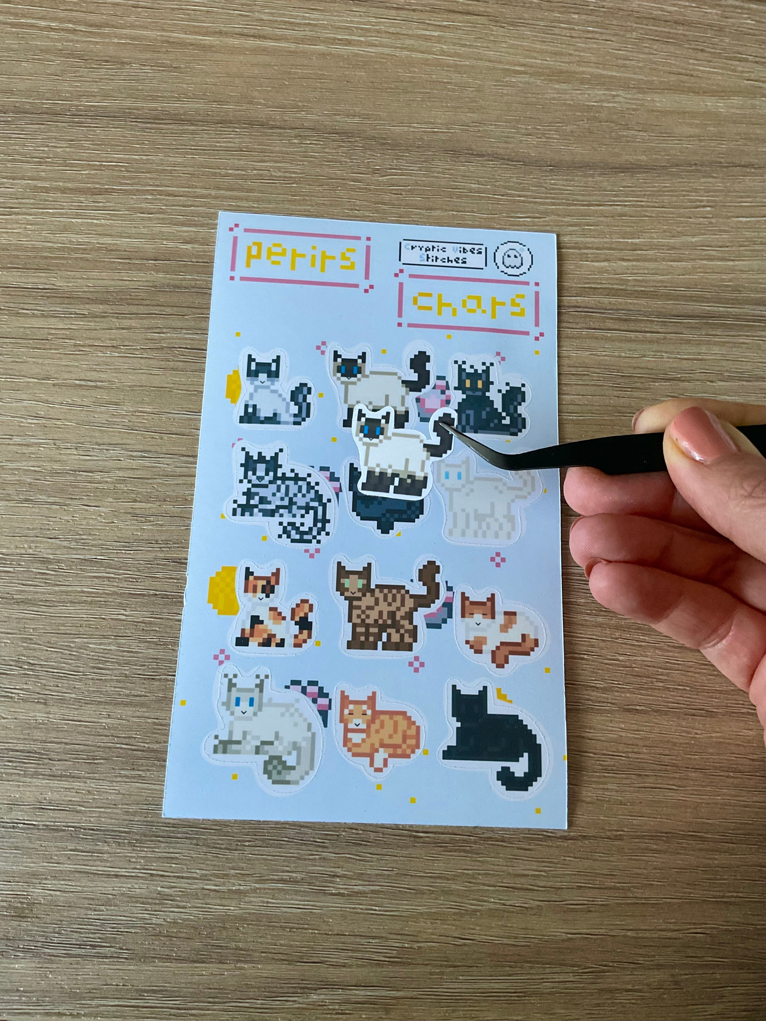 Stickers chats pixel art