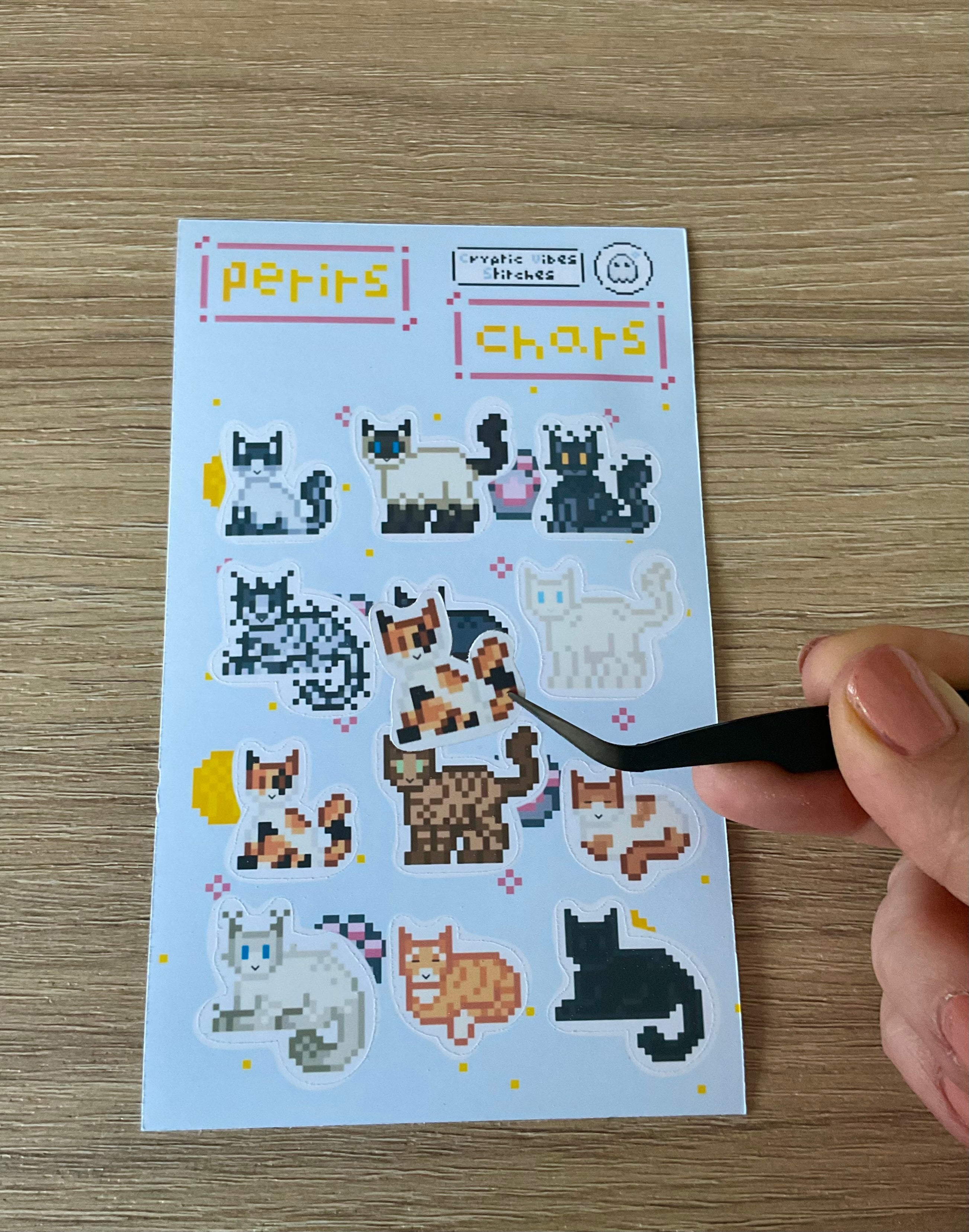 Stickers chats pixel art