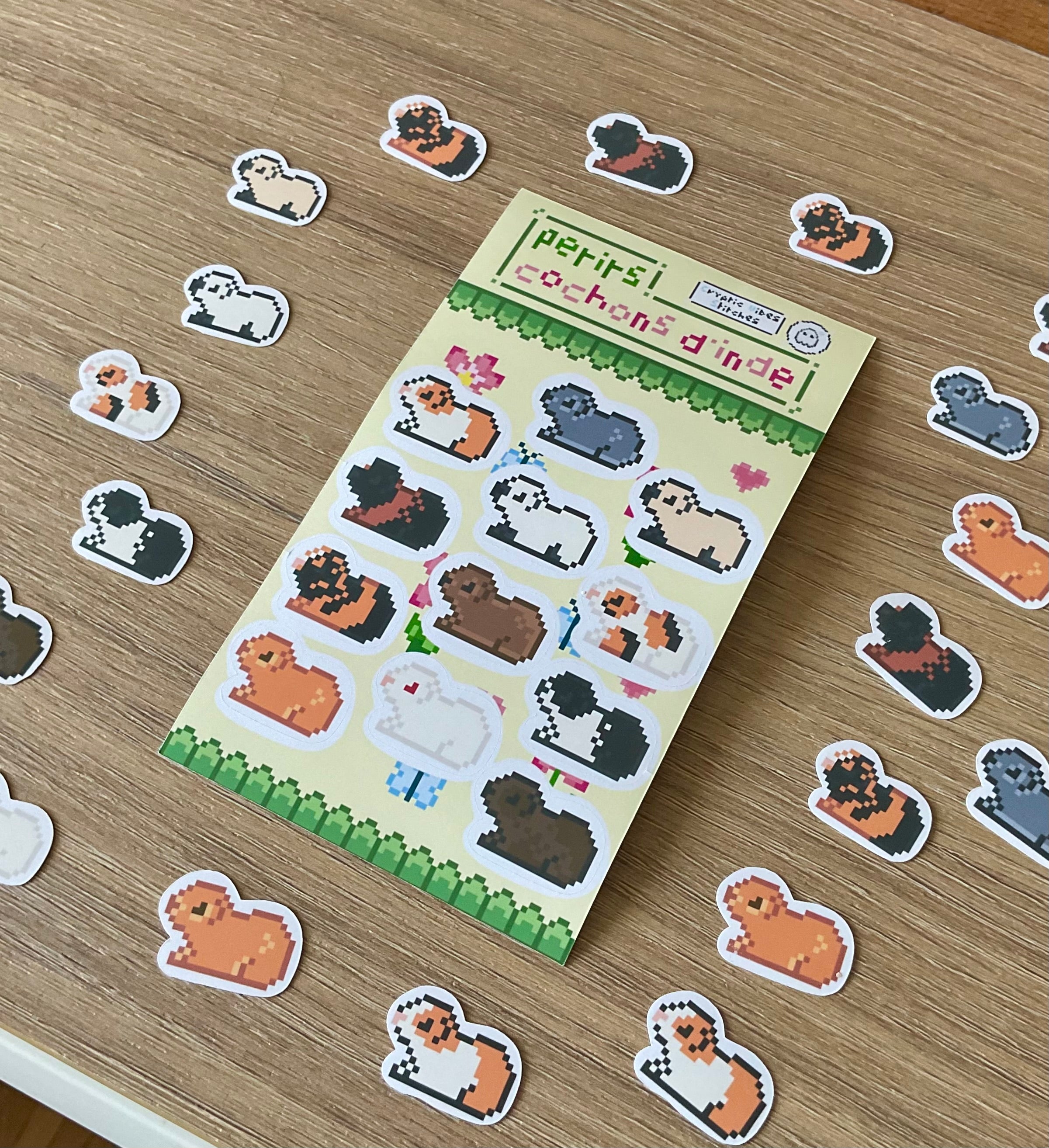 Stickers pixel art cochon d'inde