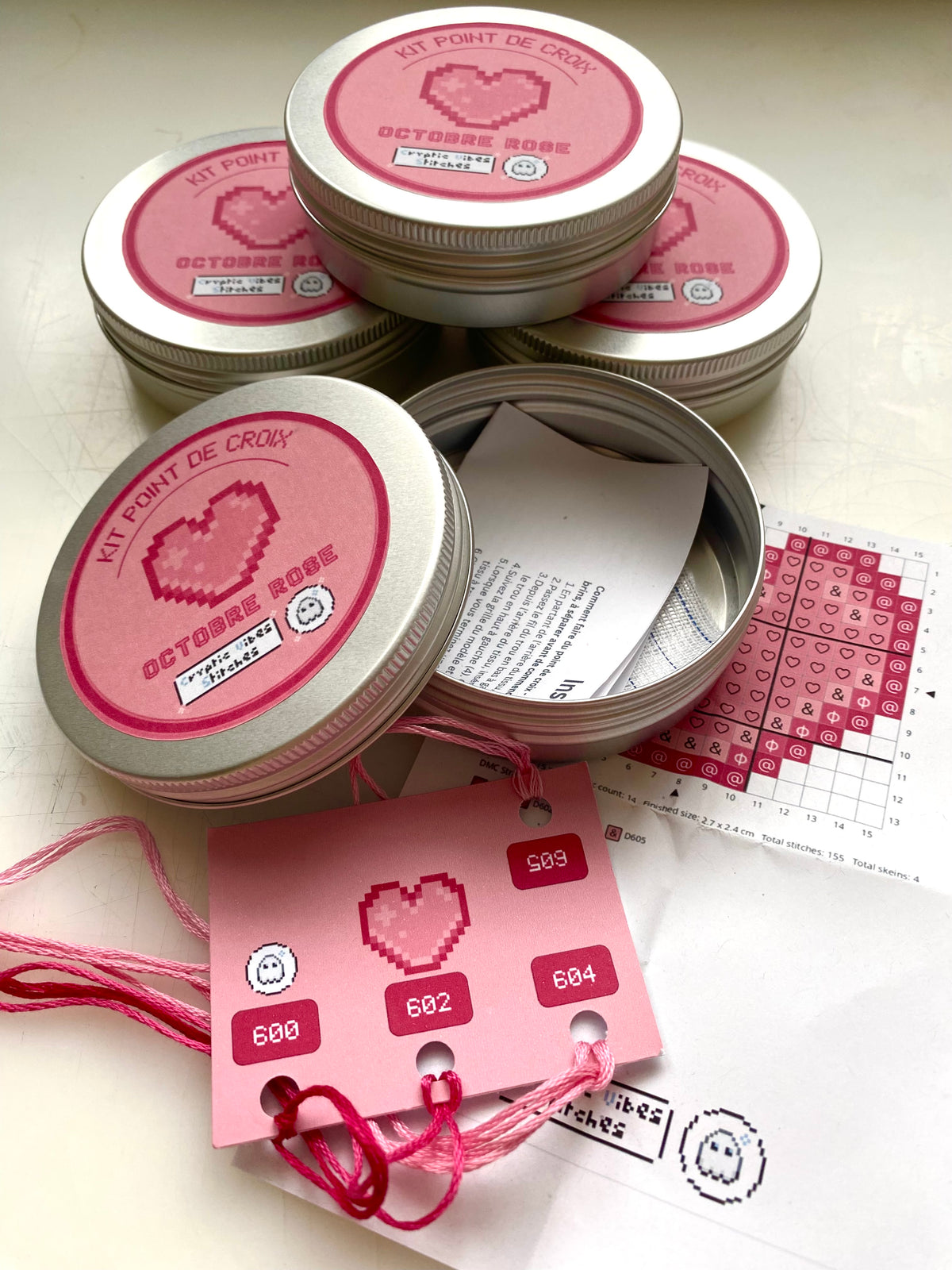 🩷 Small heart cross-stitch kit 🩷 Pink October limited edition