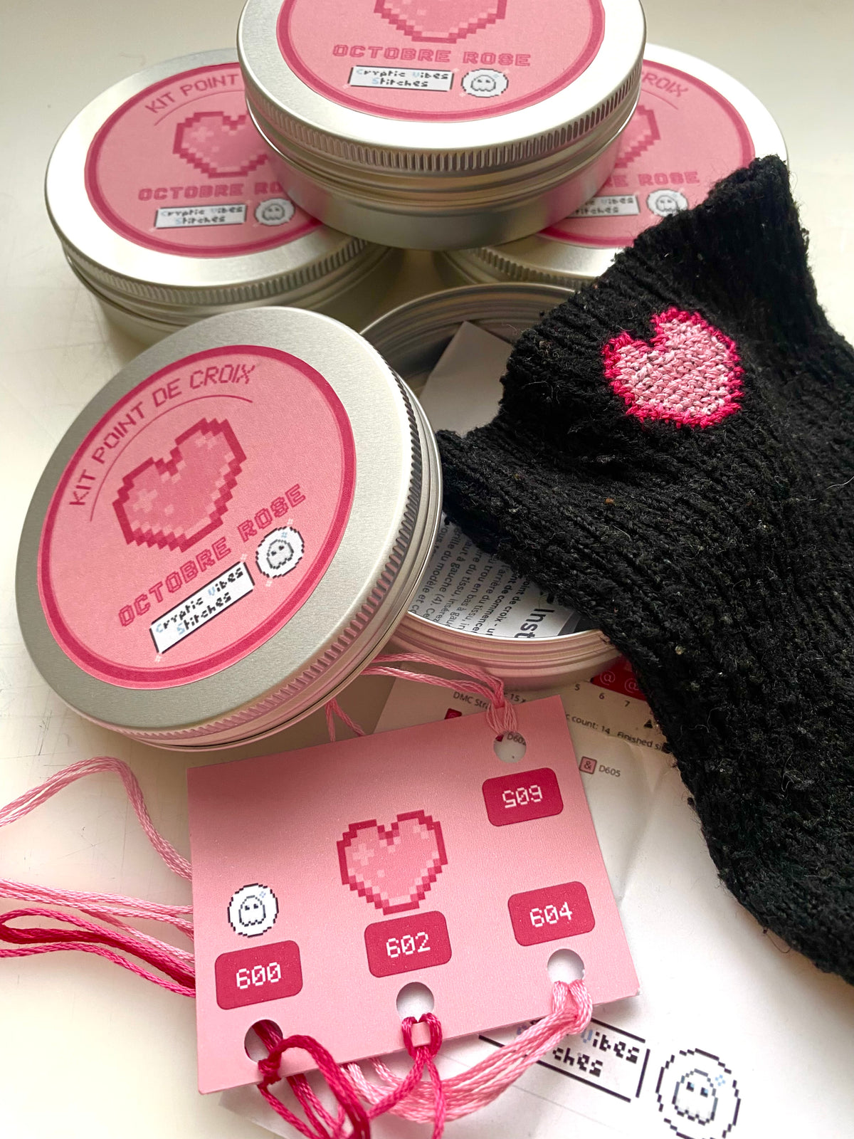 🩷 Small heart cross-stitch kit 🩷 Pink October limited edition
