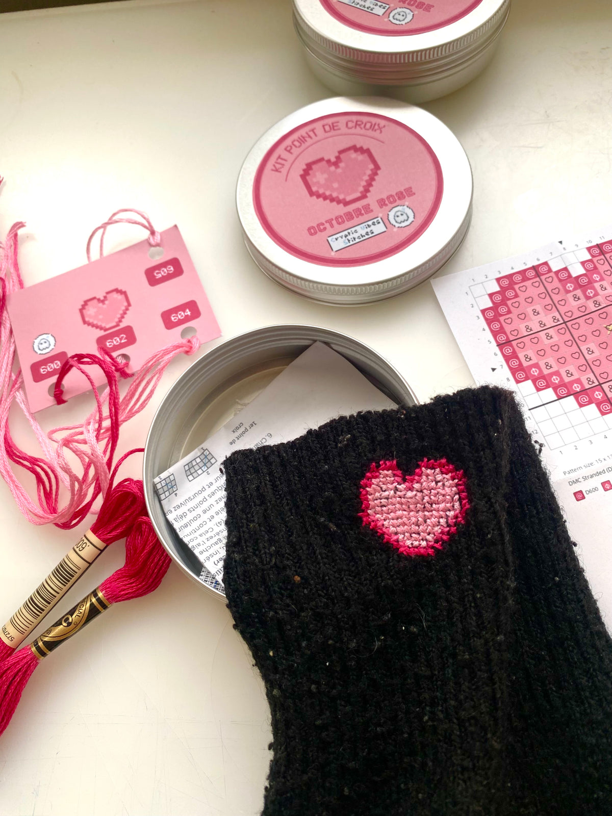 🩷 Small heart cross-stitch kit 🩷 Pink October limited edition