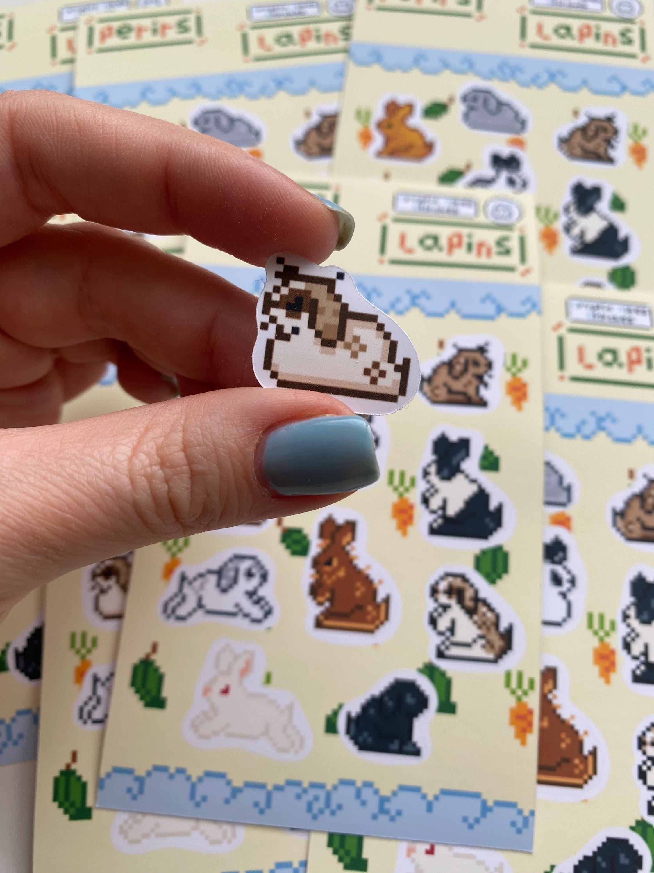 Stickers lapins pixel art