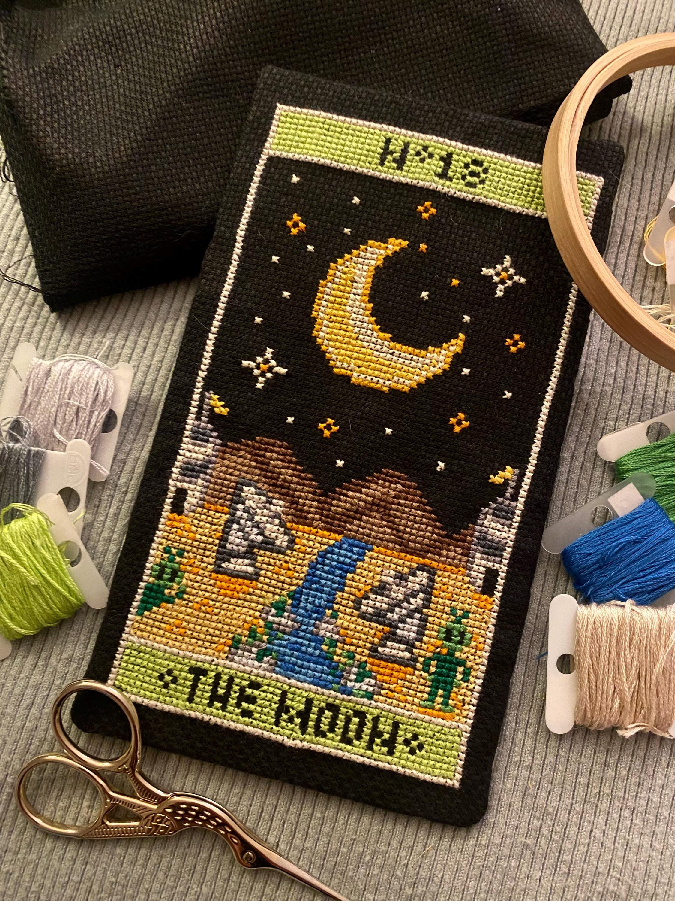 Modèle point de croix lune tarot espace pixel art