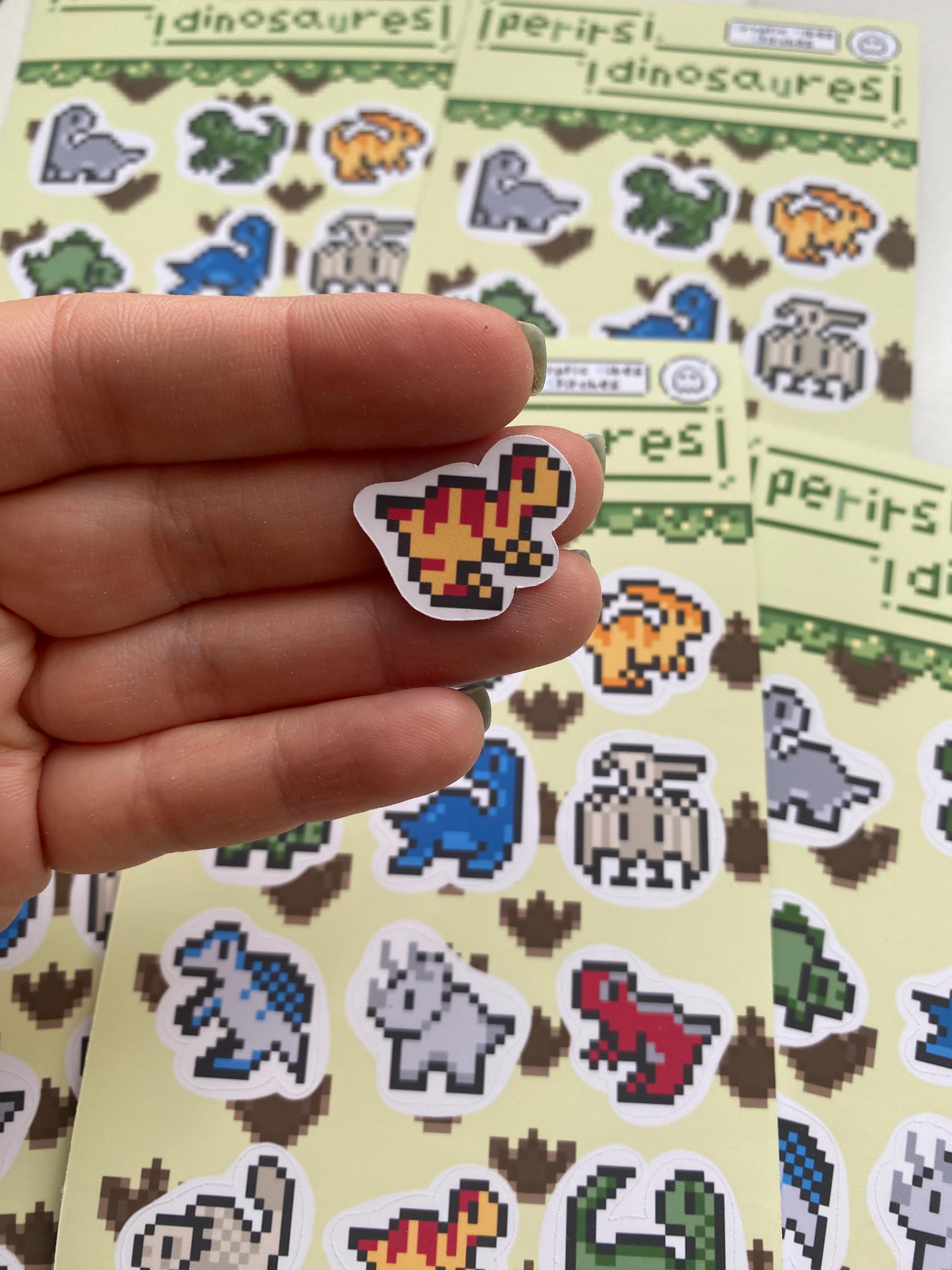 Stickers pixel art dinosaures