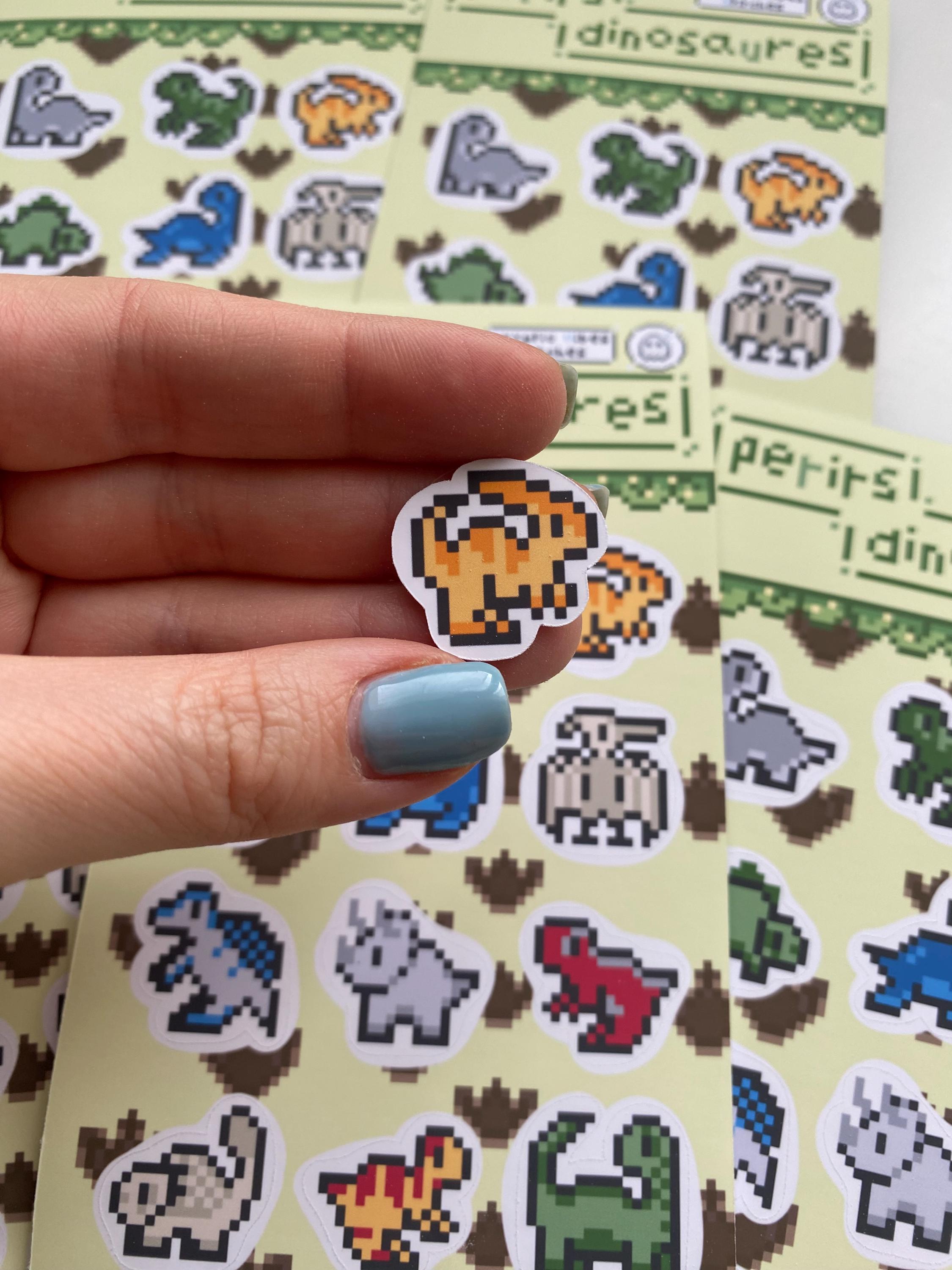 Stickers pixel art dinosaures