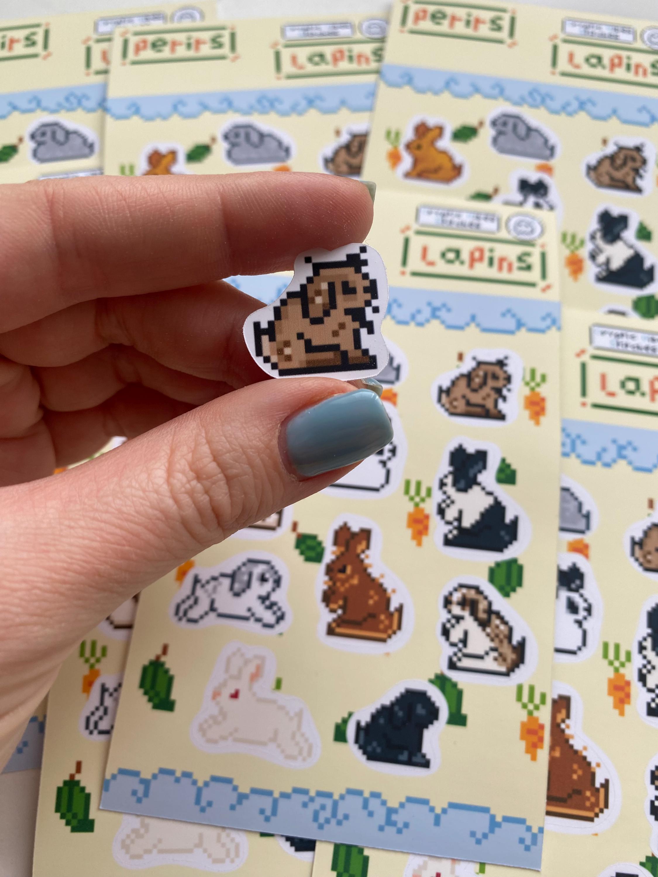 Stickers lapins pixel art